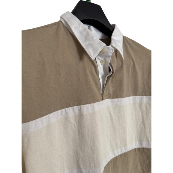 Goodfellow Tan Collared Stripe Long Sleeve Shirt Size Large NWT $20 - Picture 6 of 7